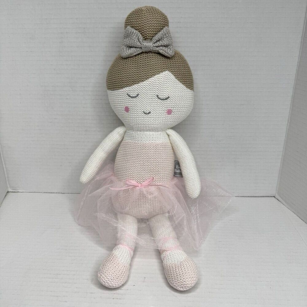 Living Textile 17" Emma Ballerina Knitted Plush‎ Rattle Doll Toy Pink Tutu Skirt